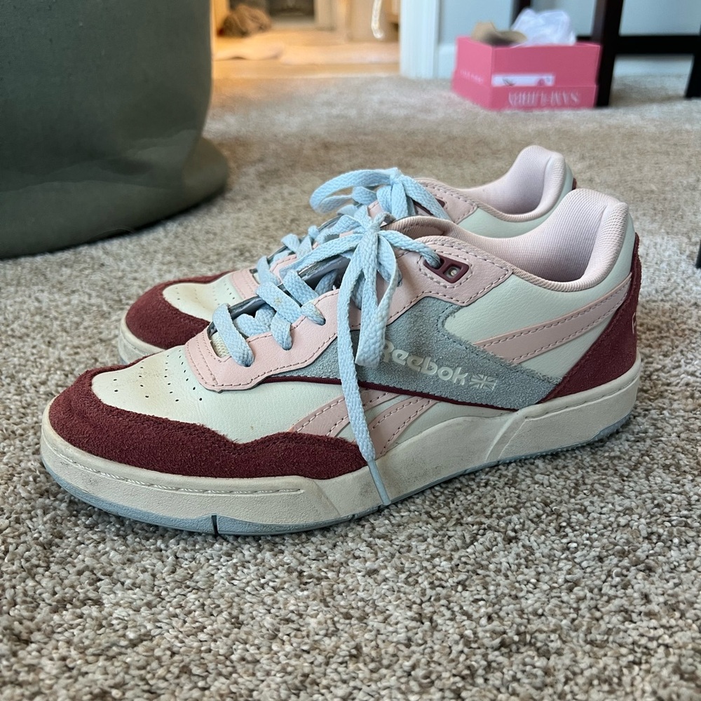 Reebok Cream and Burgundy Sneakers